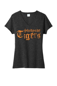 Shadyside Old English Ladies Tri-Blend V-Neck Tee