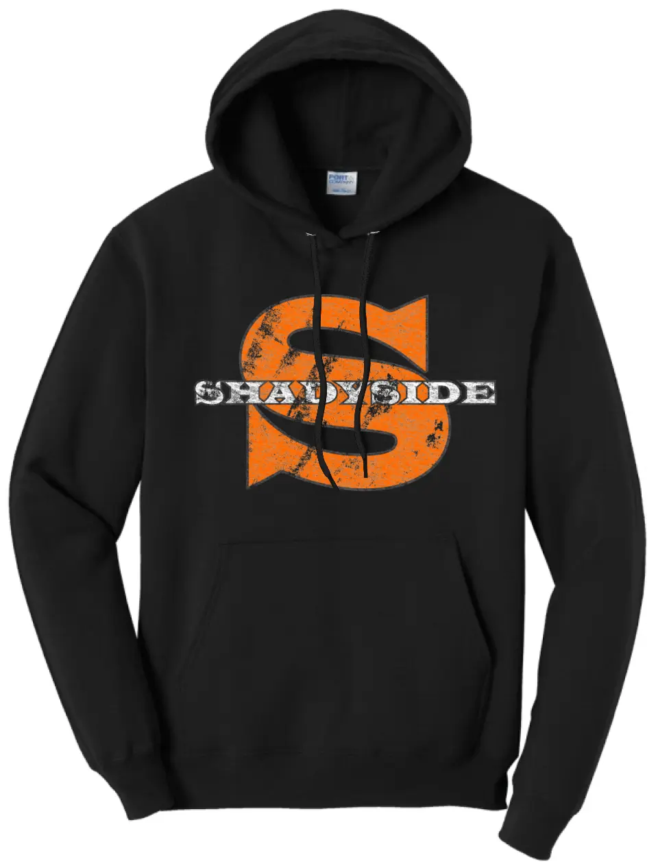 Shadyside Distressed Wide Latin Core Fleece Pullover Hooded Sweatshirt