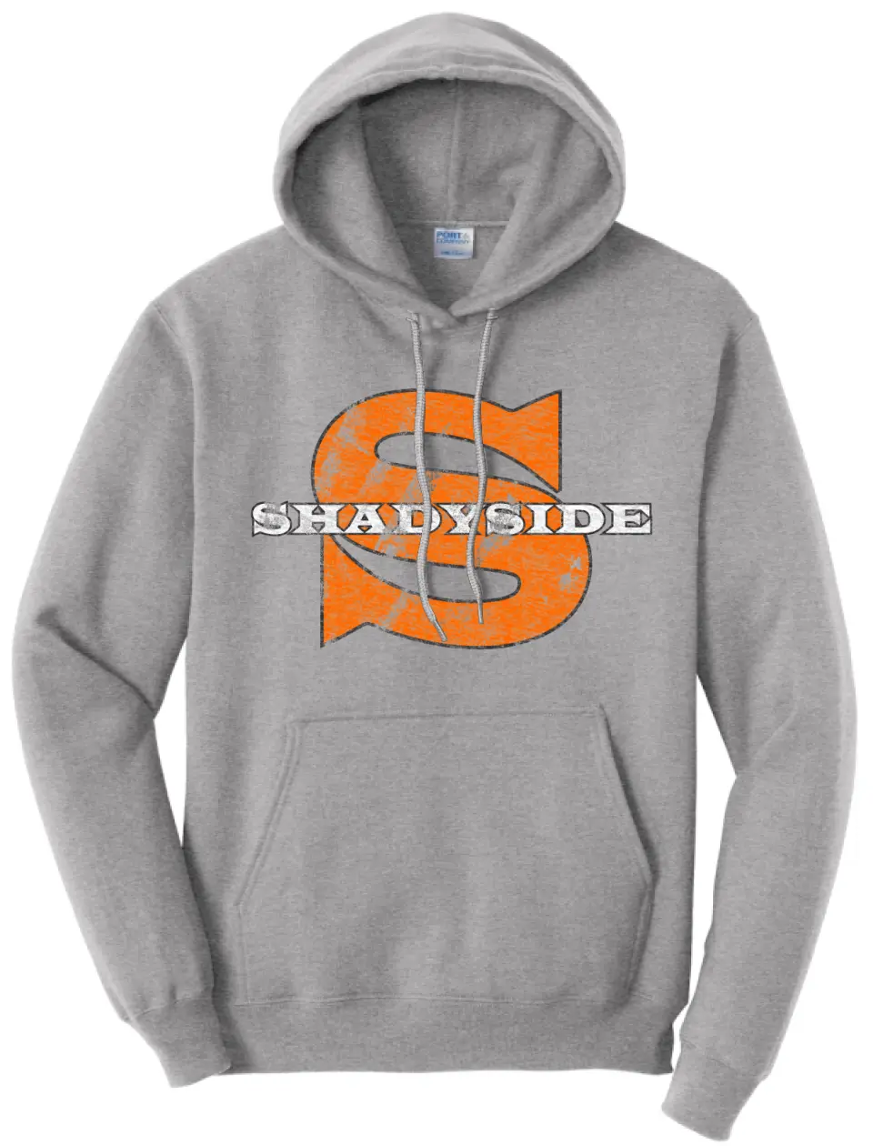 Shadyside Distressed Wide Latin Core Fleece Pullover Hooded Sweatshirt