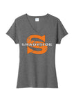 Shadyside Distressed Wide Latin Ladies Tri-Blend V-Neck Tee