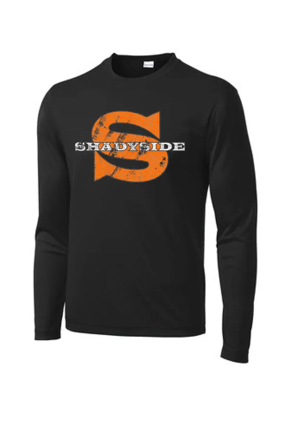 Shadyside Distressed Wide Latin Long Sleeve PosiCharge Competitor Tee