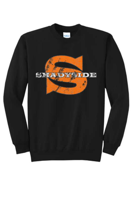 Shadyside Distressed Wide Latin Core Fleece Crewneck Sweatshirt