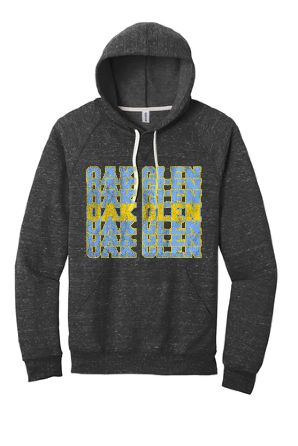 Oak Glen Distressed Repeating Snow Heather French Terry Raglan Hoodie