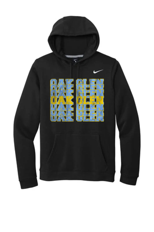 Oak Glen Distressed Repeating Nike Club Fleece Pullover Hoodie