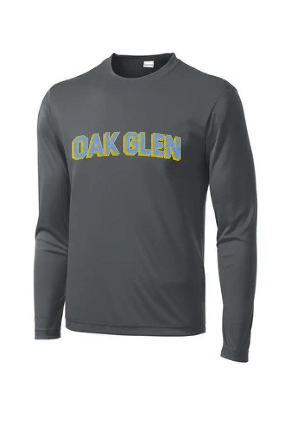 Oak Glen Distressed Letters Long Sleeve PosiCharge Competitor Tee