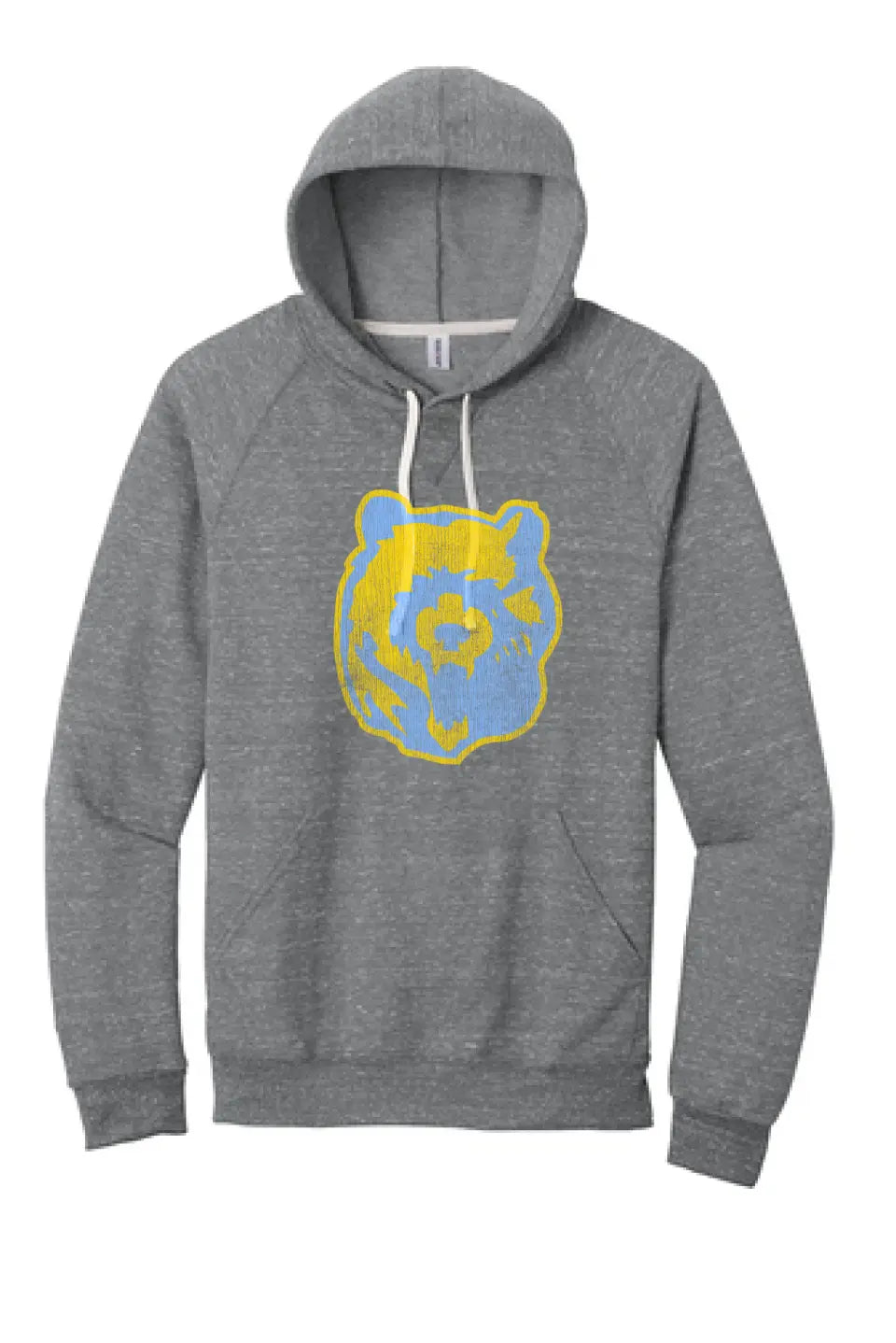 Oak Glen Distressed Bear Snow Heather French Terry Raglan Hoodie