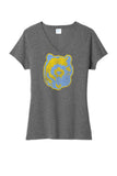 Oak Glen Distressed Bear Ladies Tri-Blend V-Neck Tee