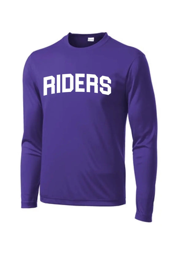 Martins Ferry Riders White Letters Long Sleeve PosiCharge Competitor Tee