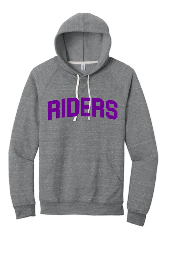 Martins Ferry Riders Purple Letters Jerzees Snow Heather French Terry Raglan Hoodie