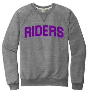 Martins Ferry Riders Purple Letters Jerzees Snow Heather French Terry Raglan Crew