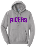 Martins Ferry Riders Purple Letters Core Fleece Pullover Hooded Sweatshirt