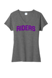 Martins Ferry Riders Purple Letters Ladies Tri-Blend V-Neck Tee