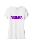 Martins Ferry Riders Purple Letters Ladies Tri-Blend V-Neck Tee