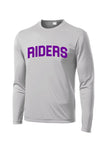 Martins Ferry Riders Purple Letters Long Sleeve PosiCharge Competitor Tee