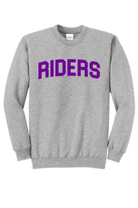 Martins Ferry Riders Purple Letters Core Fleece Crewneck Sweatshirt