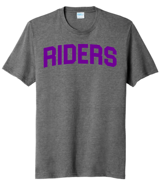 Martins Ferry Riders Purple Letters Tri-Blend Tee