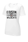 Edison Retro Edison Wildcat Ladies PosiCharge Tri-Blend Wicking Scoop Neck Raglan Tee