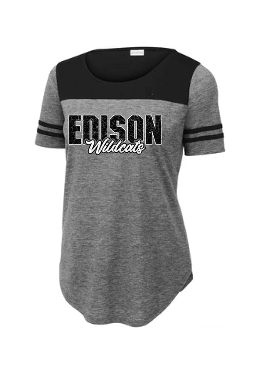 Edison Cracked Ladies PosiCharge Tri-Blend Wicking Fan Tee