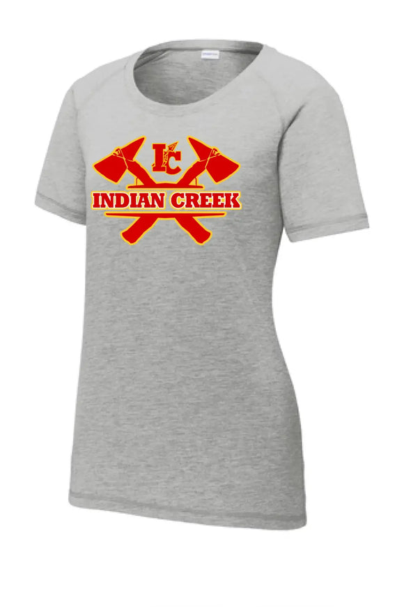 Indian Creek 2023-01 Ladies PosiCharge Tri-Blend Wicking Scoop Neck Raglan Tee