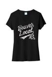 Beaver Local Script Distressed Ladies Tri-Blend V-Neck Tee