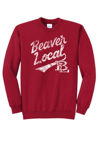 Beaver Local Script Distressed Core Fleece Crewneck Sweatshirt