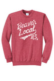 Beaver Local Script Distressed Core Fleece Crewneck Sweatshirt