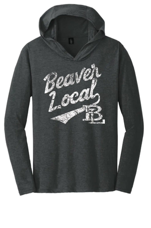 Beaver Local Script Distressed Perfect Tri-Long Sleeve Hoodie