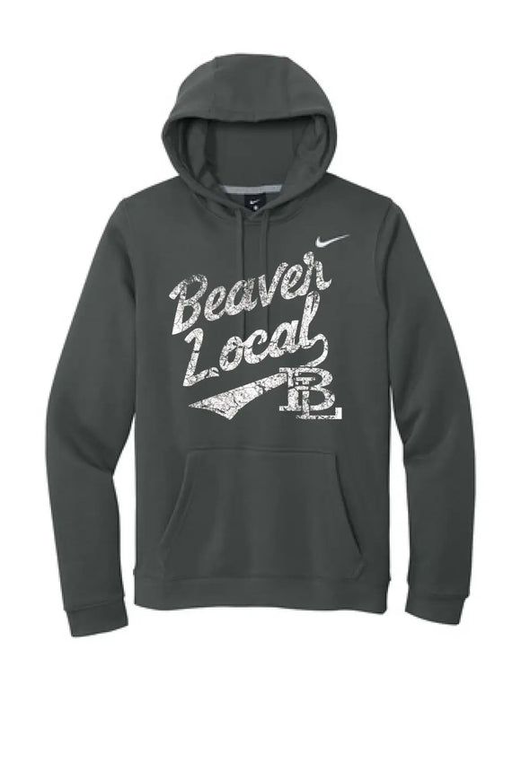 Beaver Local Script Distressed Nike Club Fleece Pullover Hoodie