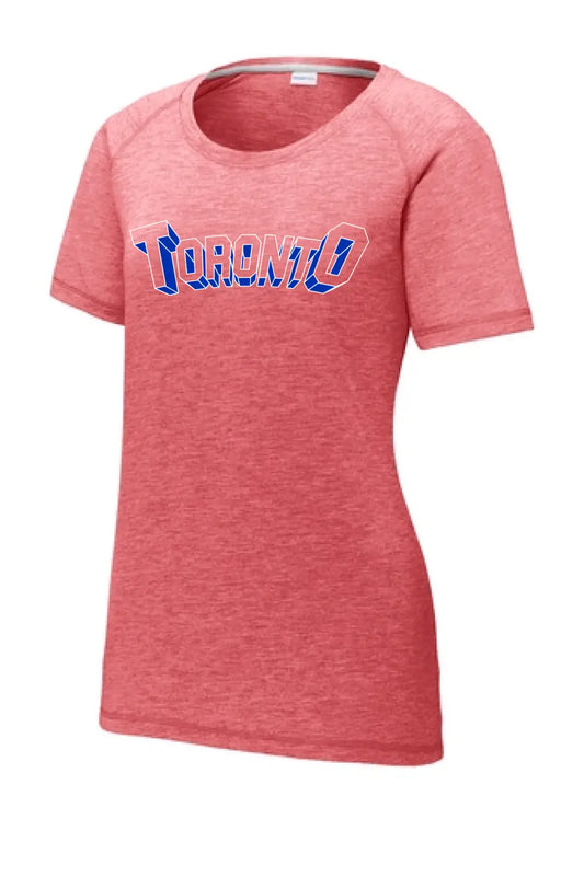 Super Toronto Design Ladies PosiCharge Tri-Blend Wicking Scoop Neck Raglan Tee