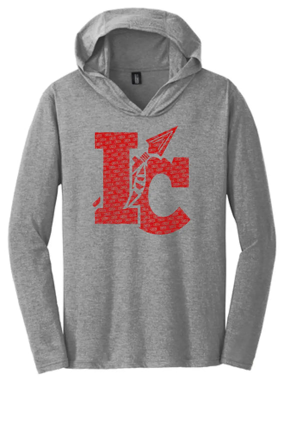 Indian Creek Distressed IC Text Perfect Tri-Long Sleeve Hoodie