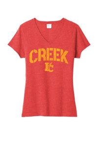 Indian Creek Distressed Stamp Ladies Tri-Blend V-Neck Tee