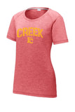 Indian Creek Distressed Stamp Ladies PosiCharge Tri-Blend Wicking Scoop Neck Raglan Tee