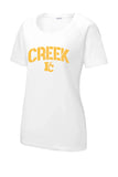 Indian Creek Distressed Stamp Ladies PosiCharge Tri-Blend Wicking Scoop Neck Raglan Tee