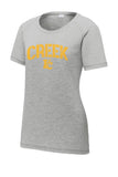 Indian Creek Distressed Stamp Ladies PosiCharge Tri-Blend Wicking Scoop Neck Raglan Tee