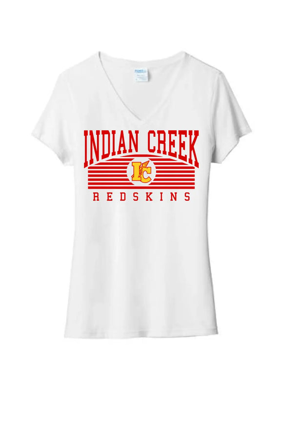 Indian Creek Redskins Arch Ladies Tri-Blend V-Neck Tee