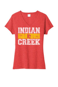 Indian Creek Distressed Block Ladies Tri-Blend V-Neck Tee