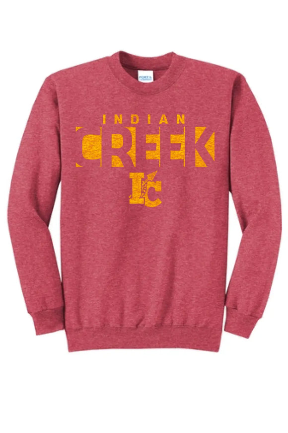 Indian Creek Distressed Background Core Fleece Crewneck Sweatshirt