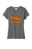 Indian Creek Distressed Script Tail Ladies Tri-Blend V-Neck Tee