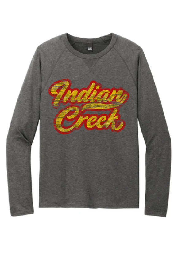 Indian Creek Distressed Script Tail Featherweight French Terry Long Sleeve Crewneck