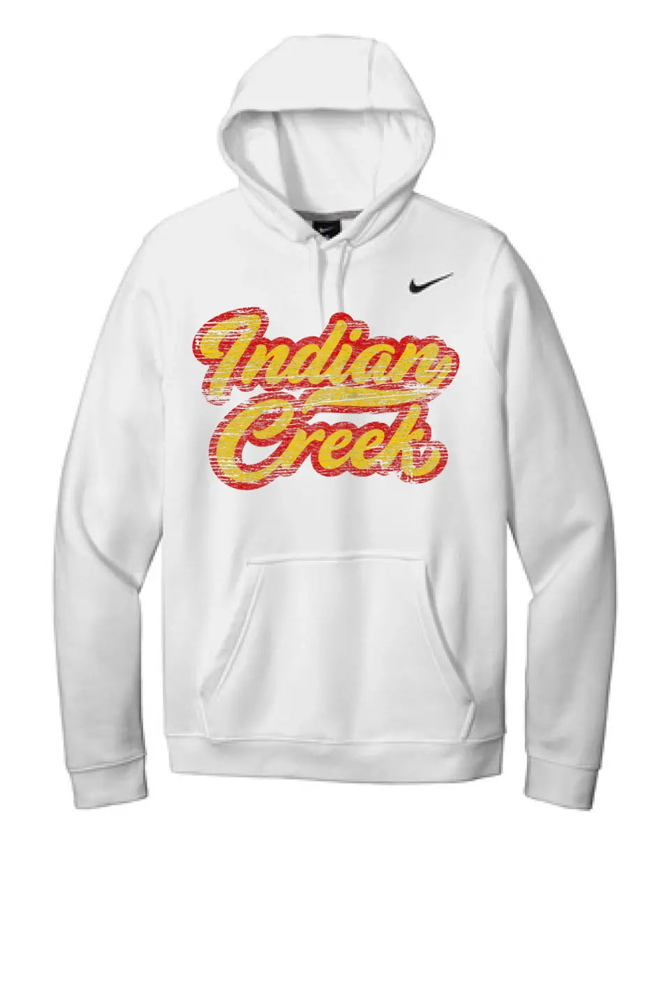 Indian Creek Distressed Script Tail Nike Club Fleece Pullover Hoodie
