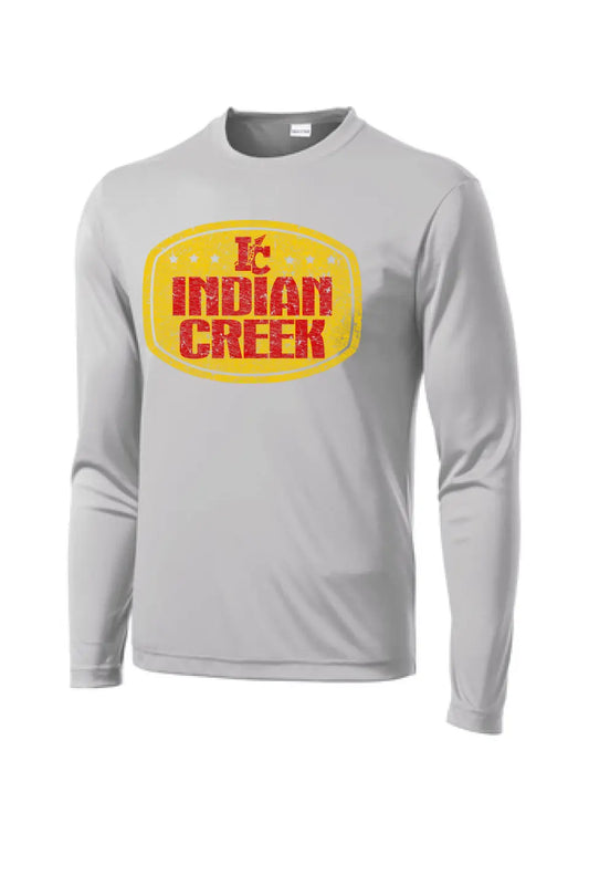 Indian Creek Distressed Badge Long Sleeve PosiCharge Competitor Tee