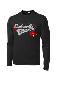 Steubenville Big Red Distressed Oval Script Long Sleeve PosiCharge Competitor Tee