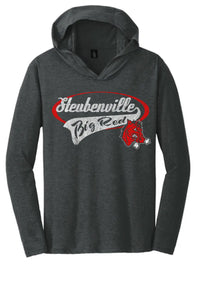 Steubenville Big Red Distressed Oval Script Perfect Tri-Long Sleeve Hoodie