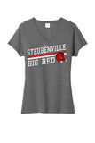 Steubenville Big Red Distressed Elevate Ladies Tri-Blend V-Neck Tee