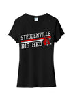 Steubenville Big Red Distressed Elevate Ladies Tri-Blend V-Neck Tee