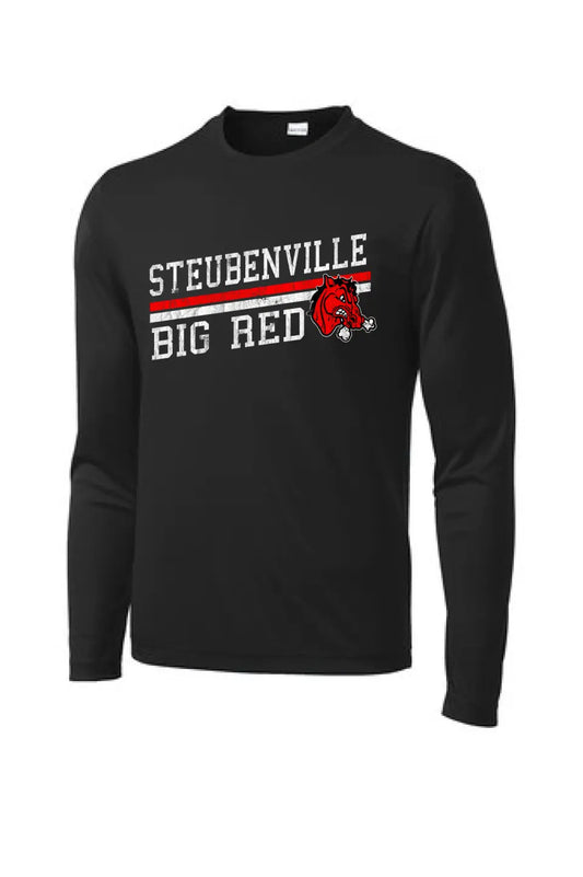 Steubenville Big Red Distressed Elevate Long Sleeve PosiCharge Competitor Tee