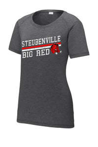 Steubenville Big Red Distressed Elevate Ladies PosiCharge Tri-Blend Wicking Scoop Neck Raglan Tee