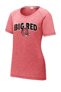 Steubenville Big Red Distressed Bold Ladies PosiCharge Tri-Blend Wicking Scoop Neck Raglan Tee