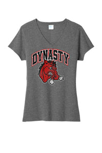 Steubenville Big Red Distressed Dynasty Ladies Tri-Blend V-Neck Tee