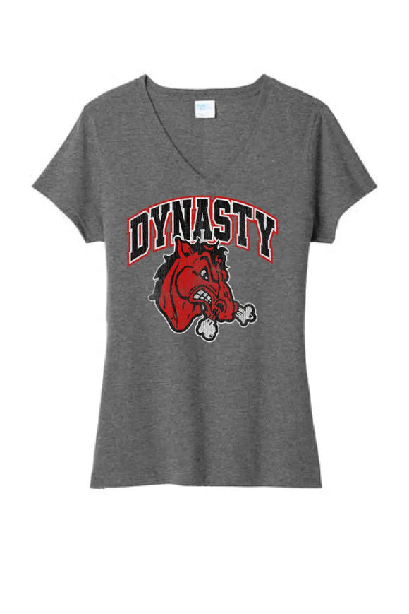 Steubenville Big Red Distressed Dynasty Ladies Tri-Blend V-Neck Tee